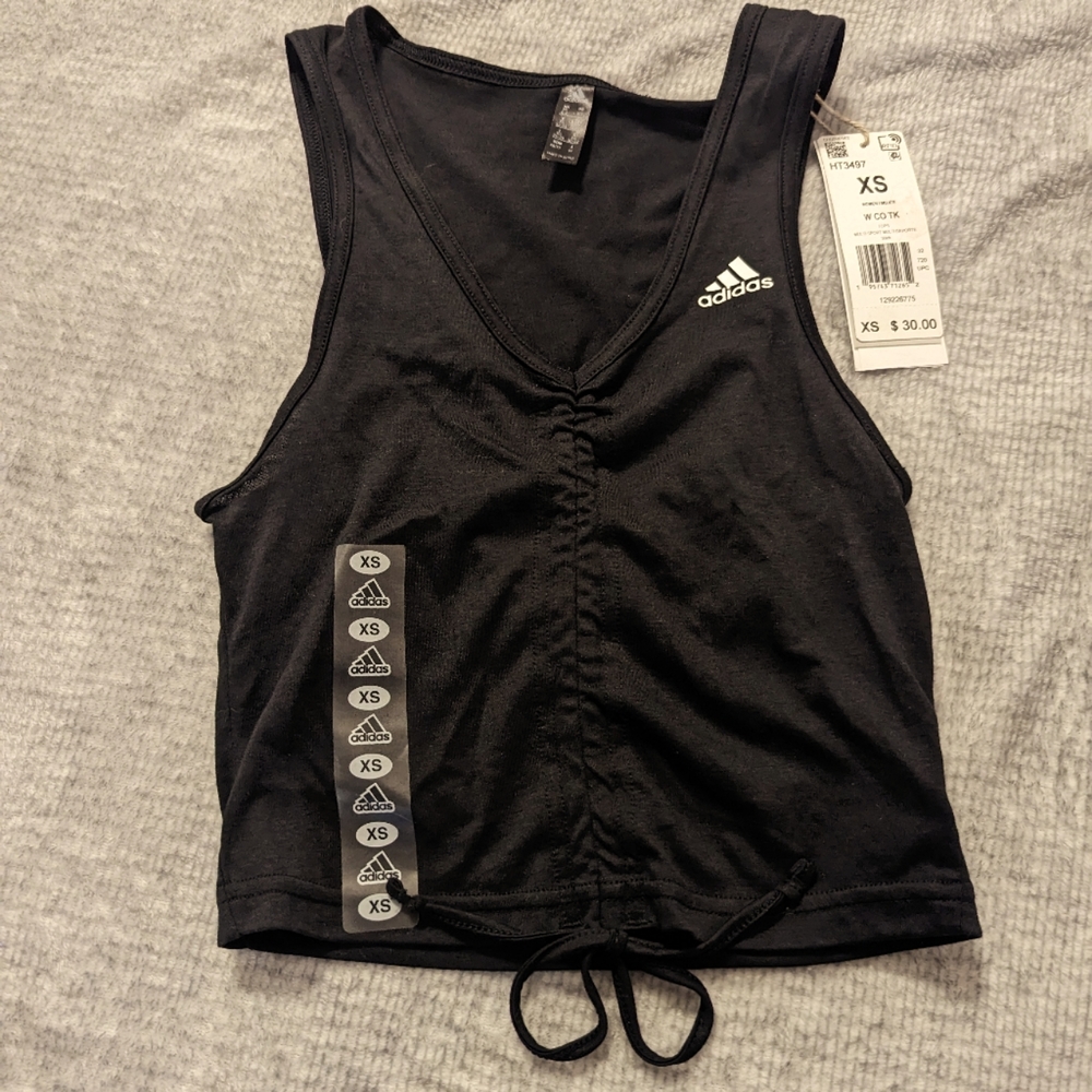 Black Adidas sports top with tie Sz: XS NWT